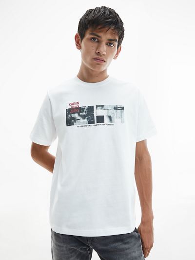 Calvin Klein Ruhák HU807809 | Calvin Klein Relaxed Photo Print Férfi Póló Világos Fehér